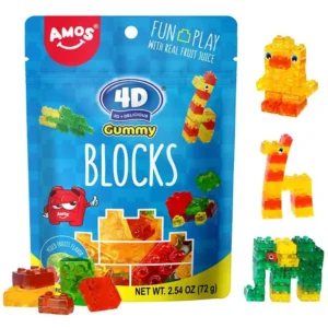 Желирани Дъвчащи Бонбони Amos 4D Gummy Blocks без Глутен